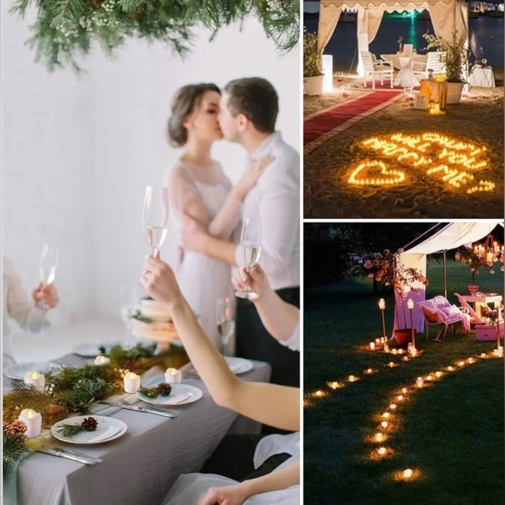 PChero LED Flameless Tea Light Candles Set of 12 Warm White Flickering Timer